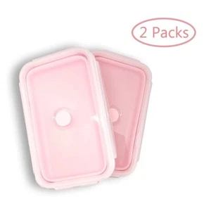 Extra-large Collapsible Silicone Food Storage Containers Lunch Box 40.5oz 2pcs - Picture 1 of 10