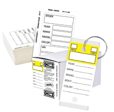 Versa-Tags 250 etiquetas clave MÁS 100 pegatinas de stock de ventana Kleer-Bak blanco-amarillo Foto 1 de 4