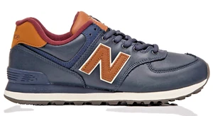 Scarpe da ginnastica New Balance uomo EU44 blu/marrone sneakers pelle 574 - Foto 1 di 12