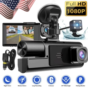 Dash Cam Car HD 1080P Front/Rear/Inside Dual Lens Video Recorder Camera G-Sensor - Picture 1 of 13