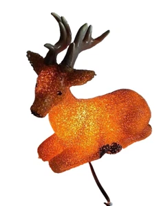 VTG Melted Popcorn Plastic Buck Reindeer Christmas Plug Light Up Figure Works - Picture 1 of 8