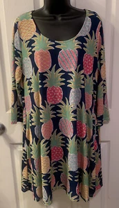 Simply Southern Boutique Women's Medium Multicolor Pineapple Design Spring Dress - Picture 1 of 3