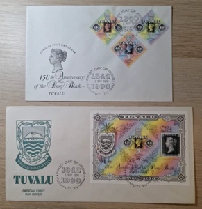 Tuvalu: Penny Black, and Stamp World London 90; pair of First Day Covers (FDC) - Picture 1 of 11