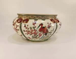 ZSOLNAY ANTIQUE HAND-PAINTED PLANTER, FAMILY SEAL! (R054) - Picture 1 of 11