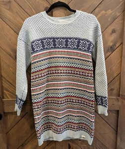 Hanna Andersson Sweater Dress Girls 160 US 14-16 Fair Isle Nordic Blue Gray - Picture 1 of 12