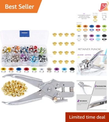 300Pcs Metal Grommets Kit with Eyelet Punch Pliers for Leather Fabric Crafts - Image 1 of 4