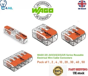 WAGO 221 Series Reusable Electrical Wire Cable Connectors Compact UK - Picture 1 of 9