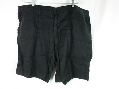 NYDJ Lift Tuck Technology 黑色短裤亚麻混纺口袋 9.5 英寸内缝 Plus 24W — 第 1/4 张图片