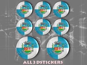 8 x 3D ROUND Stickers Resin Domed Flag Nova Iguaçu - Adhesive Decal Vinyl - Picture 1 of 1