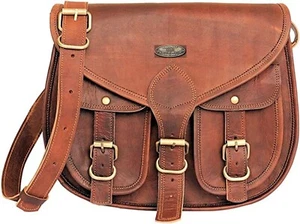 Women's Genuine Vintage Messenger Satchel Leather Shoulder Brown Bag - Picture 1 of 6