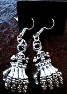 Skull Hand Gothic Dangle Earrings - FREE U.S. 1st Class Ship - NEW - Picture 1 of 3