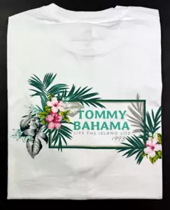 Authentisches Tommy Bahama Herren Grafik T/WEISS 100 % Baumwolle/LIVE THE ISLAND LIFE - Bild 1 von 9