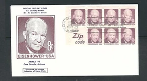 USA SC # 1395d Eisenhower Booklet pane of 7 plus label . Aripex '72 cachet - Picture 1 of 1