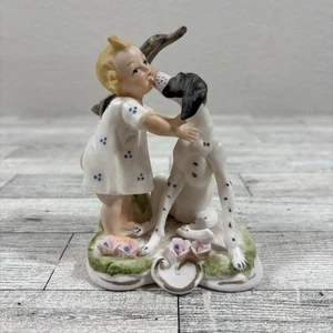 Antik Vintage Capidimonte "Morra" Mädchen mit Dalmatiner seltene Figur 2832 Japan - Bild 1 von 6