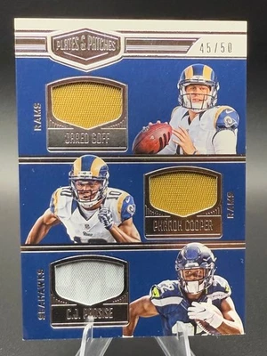 Jared Goff / Cooper / Prosise 2016 Plates & Patches Triple Relic Patch RC #d /50 - Image 1 of 3