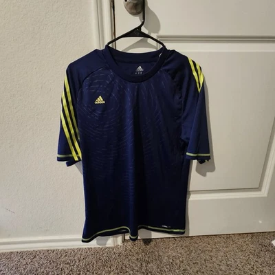 Adidas F50 ClimaLite Training T-Shirt Mens Medium Soccer Football Navy Yellow - Image 1 of 4