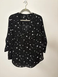 Torrid Harper Blouse Women’s Size 2 2X Black And White Star Print - Picture 1 of 3