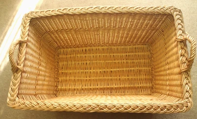 Alter Weidenkorb Wäschekorb Korb Weide geflochten, 50 er / 60 er Jahre, 65 x 45 - Bild 1 von 3