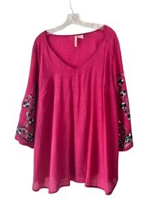 Forgotten Grace Top Womens Size 3X Short Sleeve Floral Embroidered Boho - Picture 1 of 8