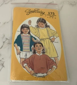 Sew Easy Child’s Dolman Sleeve Pattern 175 Sz 6-8 Vintage NEW Old Stock Uncut - Picture 1 of 2