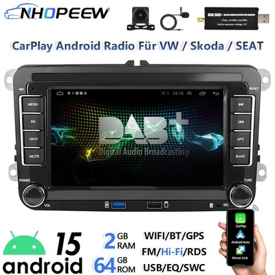 DAB+ 4*USB Android Radio Carplay GPS Navi Für VW Golf 5 6 Polo T5 Touran Passat - Bild 1 von 4