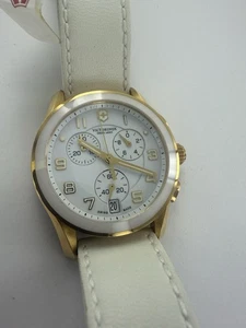 Swiss Army Victorinox 241511 Chrono Classic Gold Chronograph White Strap 650€ - Bild 1 von 6