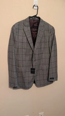 NUEVO CON ETIQUETAS Peter Millar Gris Marrón Ventana Cuadros Lana Abrigo Deportivo Blazer Chaqueta 42 R Foto 1 de 4