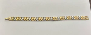 "Brazalete de eslabones largos de 7,5"" de acero inoxidable JCM tonos de oro y plata" - Imagen 1 de 6