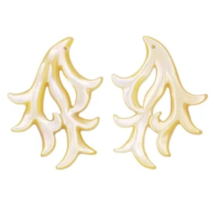 1Pair Shell Deer Horn Natural Golden Mother of Pearl Pendant Charm DIY 20mmX30mm - Picture 1 of 4