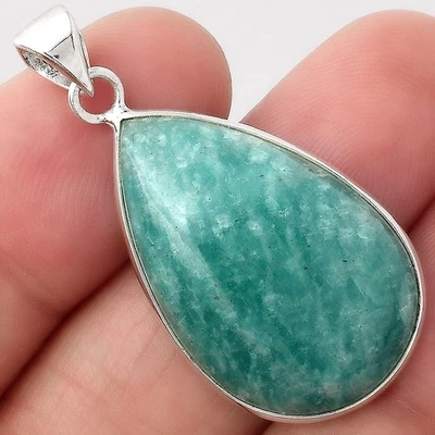 Natural Paraiba Amazonite 925 Sterling Silver Pendant Jewelry P-1001 - Image 1 of 4
