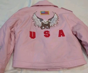 Chaqueta de motociclista rosa imitación talla 5T de cuero hábitat al aire libre EE. UU. para niñas nueva sin etiquetas - Imagen 1 de 12