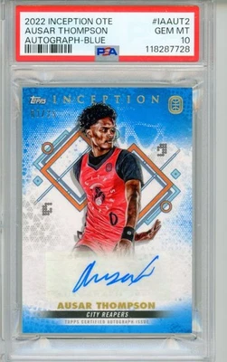 2022-23 Topps Overtime Inception AUSAR THOMPSON Blue AUTO Autograph 3/25 PSA 10 - Image 1 of 2
