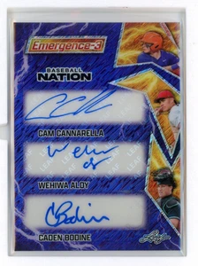 2025 Leaf Baseball Nation Cam Cannarella Aloy Caden Bodine Triple Autograph 2/8 - Bild 1 von 2