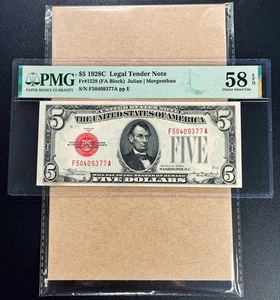 Fr. 1528 1928C $5 Legal Tender PMG 58 EPQ - AU - Picture 1 of 2