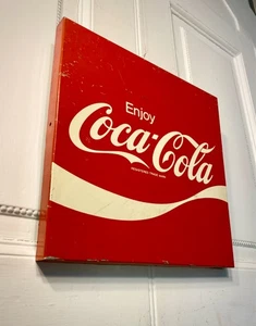Original Vintage 70s 80s Metal Enjoy Coca Cola Advertising Swoosh Coke Sign. - Picture 1 of 11