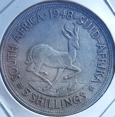 1948, South Africa, 5 shillings, Silver 800 °%, 0.7274asw, VF - Image 1 of 2