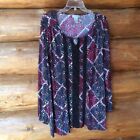 Catherines Paisley & Lace Boho Long Sleeve Multi-color Blouse Size 2X or 22/24W