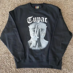 NEW Cross Colours Tupac Shakur 2Pac Crew Black Sweatshirt Men's Size Medium M - Picture 1 of 6