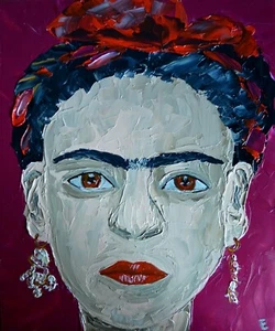 Frida Kahlo Portrait of the Artist Original Art Frida Oil Impasto size 12 x 10" - Picture 1 of 9