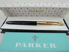 Vintage Parker 51 Black Fountain Pen, GT, 1/10 12K GF Cap, M 14K, Box *Nr MINT*