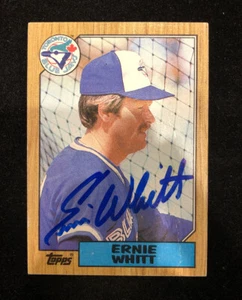 TARJETA DE BÉISBOL ERNIE WHITT 1987 TOPPS AUTOGRAFIADA FIRMADA AUTOMÁTICA 698 BLUE JAYS - Imagen 1 de 1