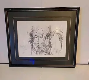 Camel Pencil Drawing Framed 16X13 - Picture 1 of 2