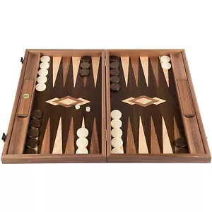 WE Games Luxury Walnut Tree-Trunk Backgammon Set, Made in Greece, 19 inches - Picture 1 of 5