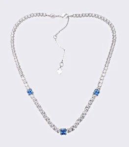 NEW 100% Authentic SWAROVSKI Sparkle Blue White Matrix Tennis Necklace 5666167 - Picture 1 of 3