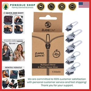 Instant Zipper Slider Replacement - Silver, 5pcs for Easy Clothing Repairs - Picture 1 of 8