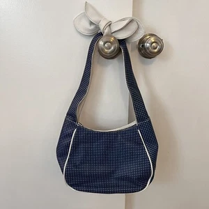 BODHI leather blue and white polka dot purse with bow. In excellent condition! - Picture 1 of 6