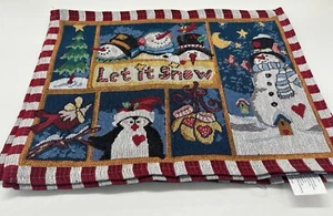 Snowman Holiday Let it Snow Placemats Set Of 4 Tapestry Design 16.5" x 13" - Picture 1 of 3
