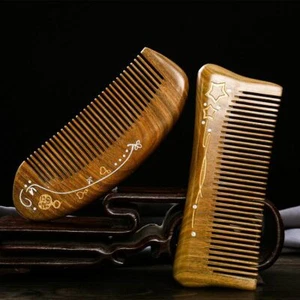 5'' Natural Wood Hair Comb Anti Static Handmade Wooden Green Sandalwood Combs - Picture 1 of 7