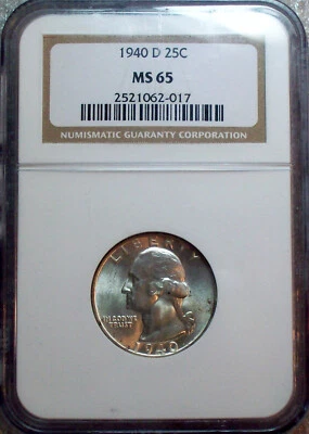 1940 D Washington Silver NGC MS 65, DDO FS-101, + Reverse Die Crack - Image 1 of 4