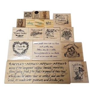 Rubber Stamps Lot of 17 Greeting Sayings Words Wood Block Stampin Up Inkadinkado - Picture 1 of 7